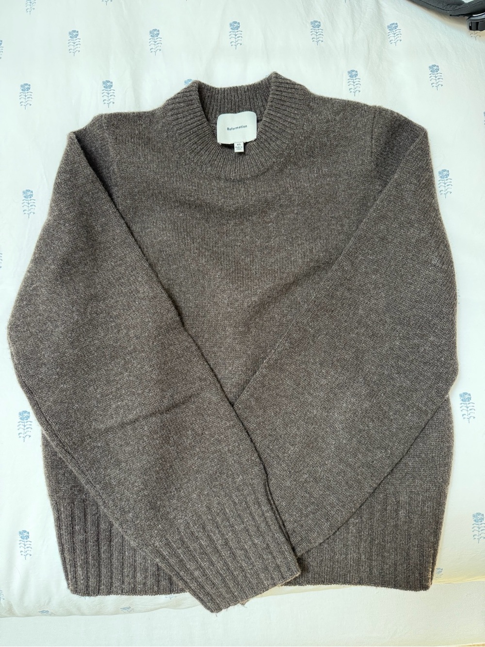 Reformation Merino Wool Mockneck Sweater in Taupe Brown